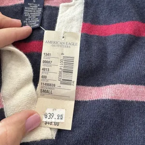 American Eagle sz Small NWT Striped Collared Preppy Y2K light Sweater thumbnail 6
