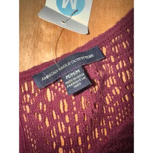 American Eagle Outfitters‎ Crochet Bell Sleeve Mini Dress Plum Purple M thumbnail 3