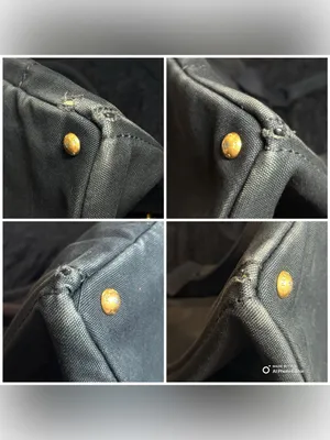 Prada Canapa Large GM Black Denim Canvas Tote Bag Distressed Vintage Italy thumbnail 10