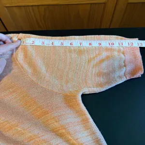 Ruby Rd Womens XL Cardigan Peach Orange Gold Metallic Shimmer Open‎ Front Knit thumbnail 7