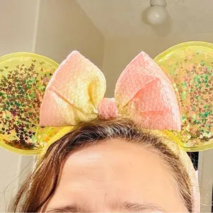 Disney Parks Shanghai Disneyland yellow glitter Minnie Mouse Ears headband thumbnail 4