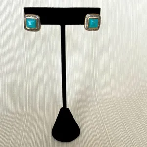 Boho Western Faux Turquoise Bracelet and Gold and Silver Tone Earrings thumbnail 10