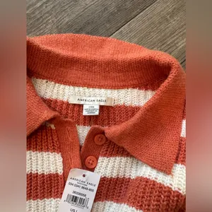 AMERICAN EAGLE Striped Orange and Cream Sweater thumbnail 10