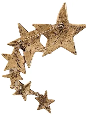 Free People Shooting Stars Brooch Gold Tone New On Card thumbnail 2