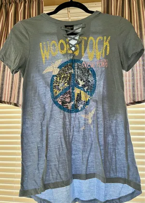 Blue Concert Tees Woodstock Collection Lace Up Shirt thumbnail 1