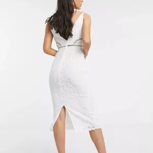 NWT ASOS‎ lace midi dress ladder trim white thumbnail 2
