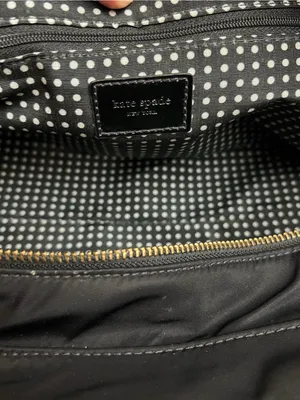 Kate Spade Black Nylon Handbag Patent Trim Polka Dot Lining Tote thumbnail 8