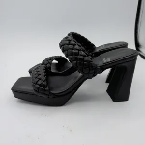 Jeffrey Campbell Amaryllis Black Braided Square Toe Block Heel Sandals Size 8.5‎ thumbnail 2