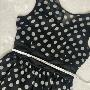 Lindy Bop Vintage Style Polka Dot Illusion Mesh Midi Swing Dress Black White thumbnail 9