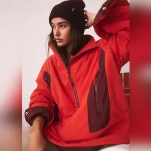 Free People FP Movement Climber Orange Fleece Oversized Jacket‎ Size L thumbnail 4