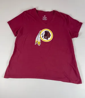 Fanatics Washington Redskins V‑Neck Graphic Tee Maroon Womens Size XXL Vintage thumbnail 1