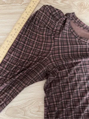 Nation LTD Large Romy Long Sleeve Tee Tartan Plaid Fall Preppy Office Pima thumbnail 9