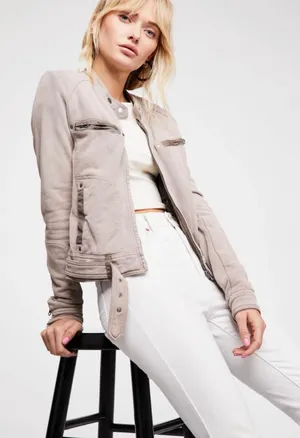 Free People Ride By Knit Moto Jacket Size Med MSRP: $148 thumbnail 1