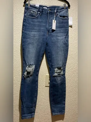 Good American Good Waist NWT High Rise Distressed Skinny Jeans Blue Size 10 thumbnail 2