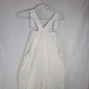 Stoney Clover Lane Target White Linen Blend Overalls with Gold Heart Hardware M thumbnail 2