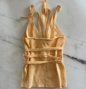 ZARA Strappy Knit Orange Top thumbnail 6