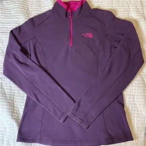 The North Face Fuchsia and Plum Fleece Quarter Zip Pullover thumbnail 1