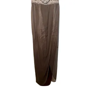 NWT Mandalay Brown Silk Beaded Embellished Maxi Long Gown Evening Dress Size 4 thumbnail 4