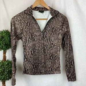 Nils Brown Animal Print Long Sleeve Quarter Zip Top S thumbnail 2