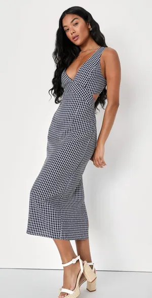 Lulus Navy Midi Dress thumbnail 1