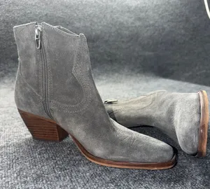 Dolce Vita Gray Suede Ankle Booties with Brown Trim Size 8 thumbnail 1