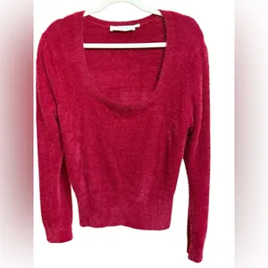 ASTR Wine Red Fuzzy Crop Sweater Women's Sz‎ XL Minimalist Soft Girl Era thumbnail 5