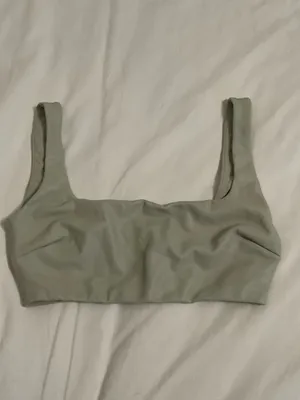 SKIMS Faux Leather Collection Size Small Neutral Beige Stone Top Bra thumbnail 4