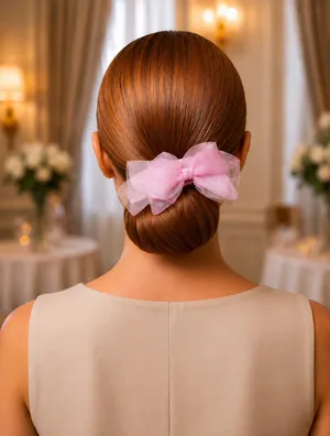 Pink Butterfly Organza Hair Bow Clip thumbnail 2
