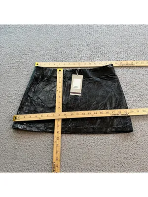 Zara Trafaluc Black Crinkle Patent Faux Leather Micro Mini Skirt M NWT thumbnail 4