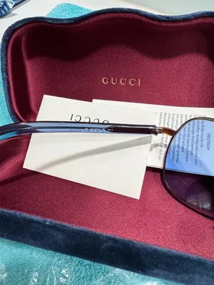 Gucci Gold Frame Blue Lenses Authentic Sunglasses thumbnail 10