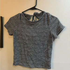 Caution To The Wind Monochrome Grid Short Sleeve Top thumbnail 1