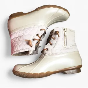 Sperry Women’s Saltwater Chevron Quilt Duck Boots Ivory Size 7.5 thumbnail 5