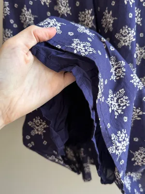Patrons of Peace Floral Ribbon Tie Smocked Back Midi Dress, Blue, Size Small thumbnail 7