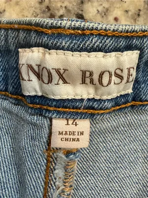 Knox Rose Blue Denim Shorts with Geometric Embroidered Trim thumbnail 3