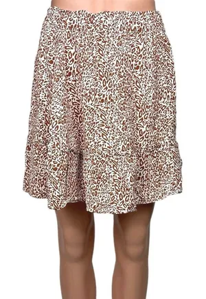 Ann Taylor Loft Brown White Animal Print Tiered Ruffle A-Line Flowy Skirt Size M thumbnail 1