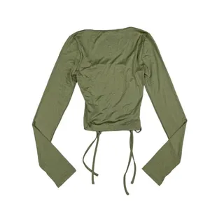 Finesse - Morgan Green Long Sleeve Cut out Top in Sage Green thumbnail 3