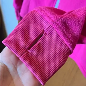 FOOTJOY Fleece Jacket‎ Women Medium Hot Pink Asymmetrical Zip Thumbholes Golf thumbnail 5