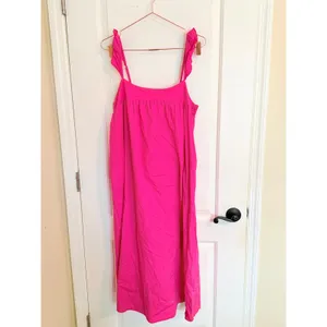 Show Me Your Mumu‎ Midi Dress Women Small Hot Pink Boho Ruffle Pocket thumbnail 4