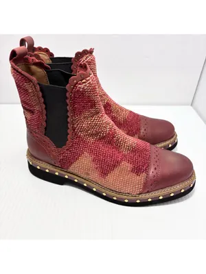 Free People Textile Atlas Chelsea Boot in Burgundy Red Kilim 36.5/6.5 thumbnail 5