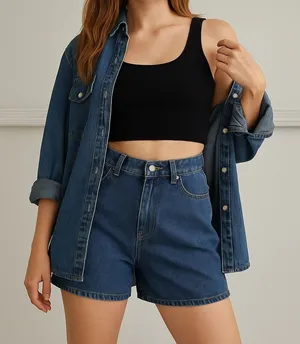 NWT Dazy Wide-Leg Denim Shorts Size M | Festival Concert Beach K-Pop Streetwear thumbnail 1