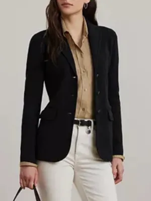 Lauren Ralph Lauren Black Cotton Sweater-Knit Blazer‎ size S thumbnail 4
