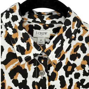 NWT J.Crew Womens Leopard Print Tie Waist‎ Cotton Shirt Dress Long Sleeve Size 0 thumbnail 7