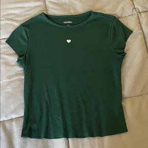 Deep Green Wild Fable Tee with White Heart thumbnail 1