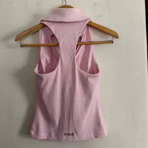 WISKII | Pink Ribbed Sleeveless Collared Polo Tank Top | Medium thumbnail 2