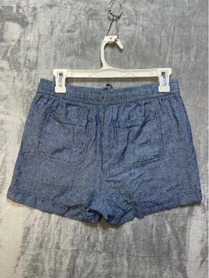 Old Navy Womens Blue Linen Blend High Rise Drawstring Shorts Size XS Pockets thumbnail 2