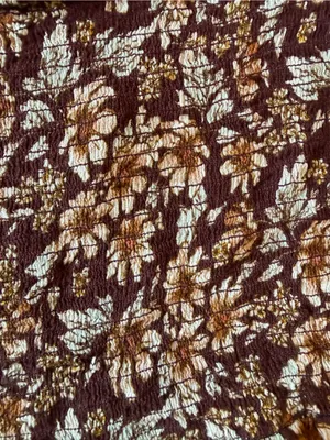 American Eagle Outfitters Brown Floral Smocked Festival‎ Peasant Crop Top Size M thumbnail 3