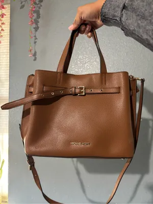 Michael Kors Brown Pebbled Leather Belted Satchel Crossbody Bag thumbnail 2