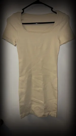 OQQ Women's Ribbed Square Neck Short Sleeve Fitted Mini Dress thumbnail 2