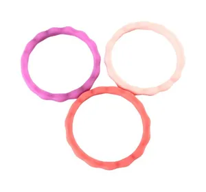 Lot of 3 Silicone Wedding Rings for Women Pink Purple Coral Size 7 thumbnail 1