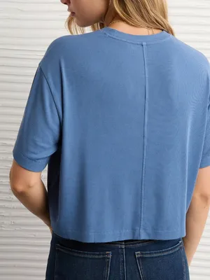 American Eagle Soft & Sexy Blue Oversized T-Shirt in Large thumbnail 8